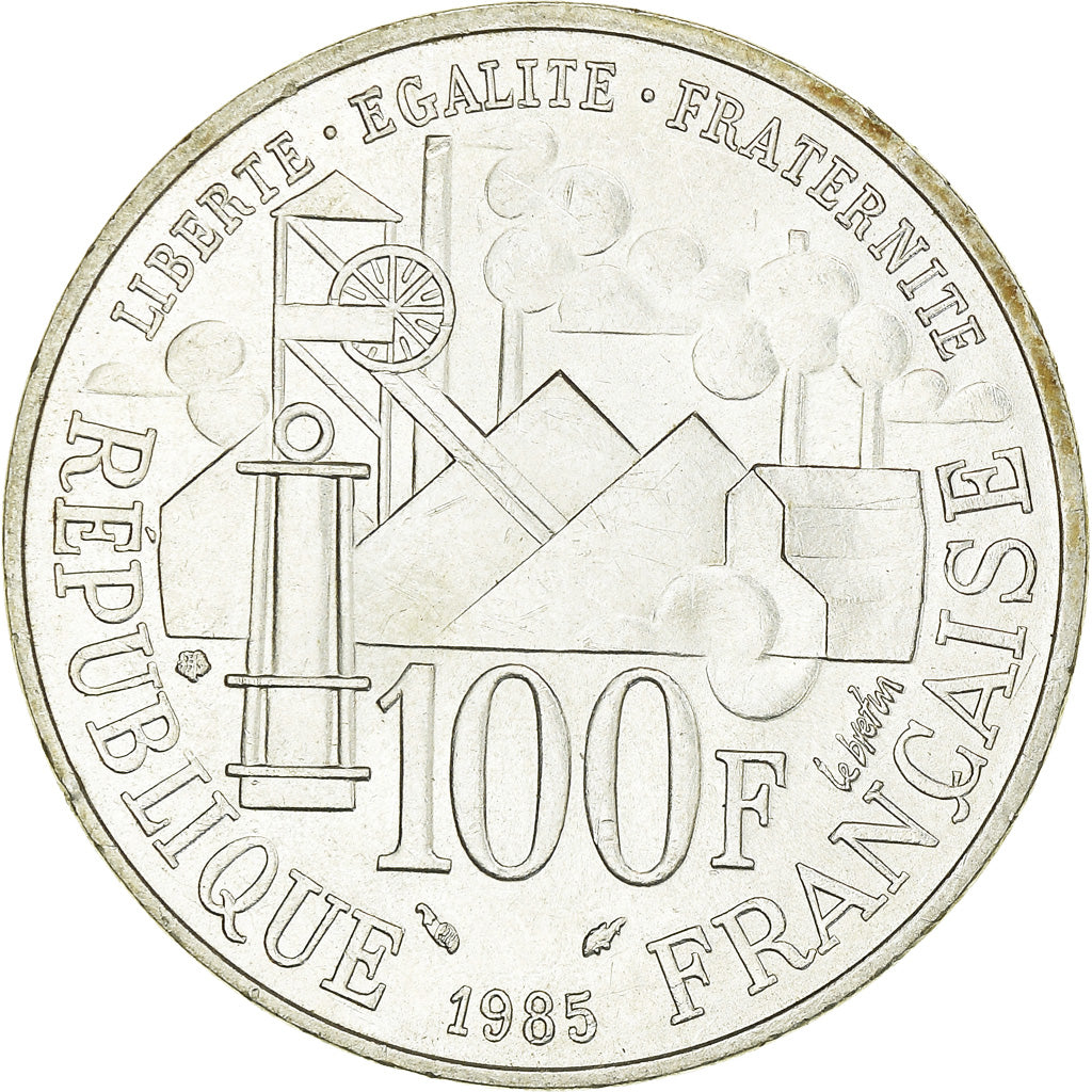 Coin, France, Germinal, 100 Francs, 1985, AU(55-58), Silver, KM:957