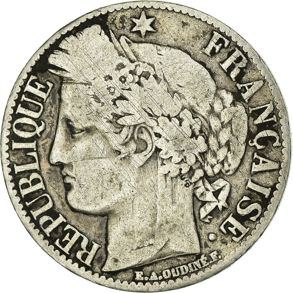 Coin, France, Cérès, Franc, 1872, Paris, VF(20-25), Silver, KM:822.1