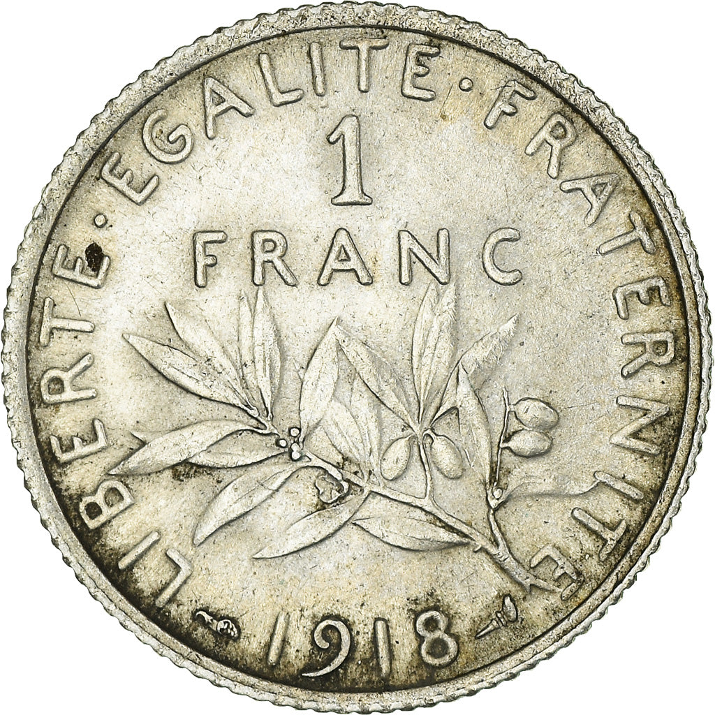 Coin, France, Semeuse, Franc, 1918, Paris, AU(50-53), Silver, KM:844.1