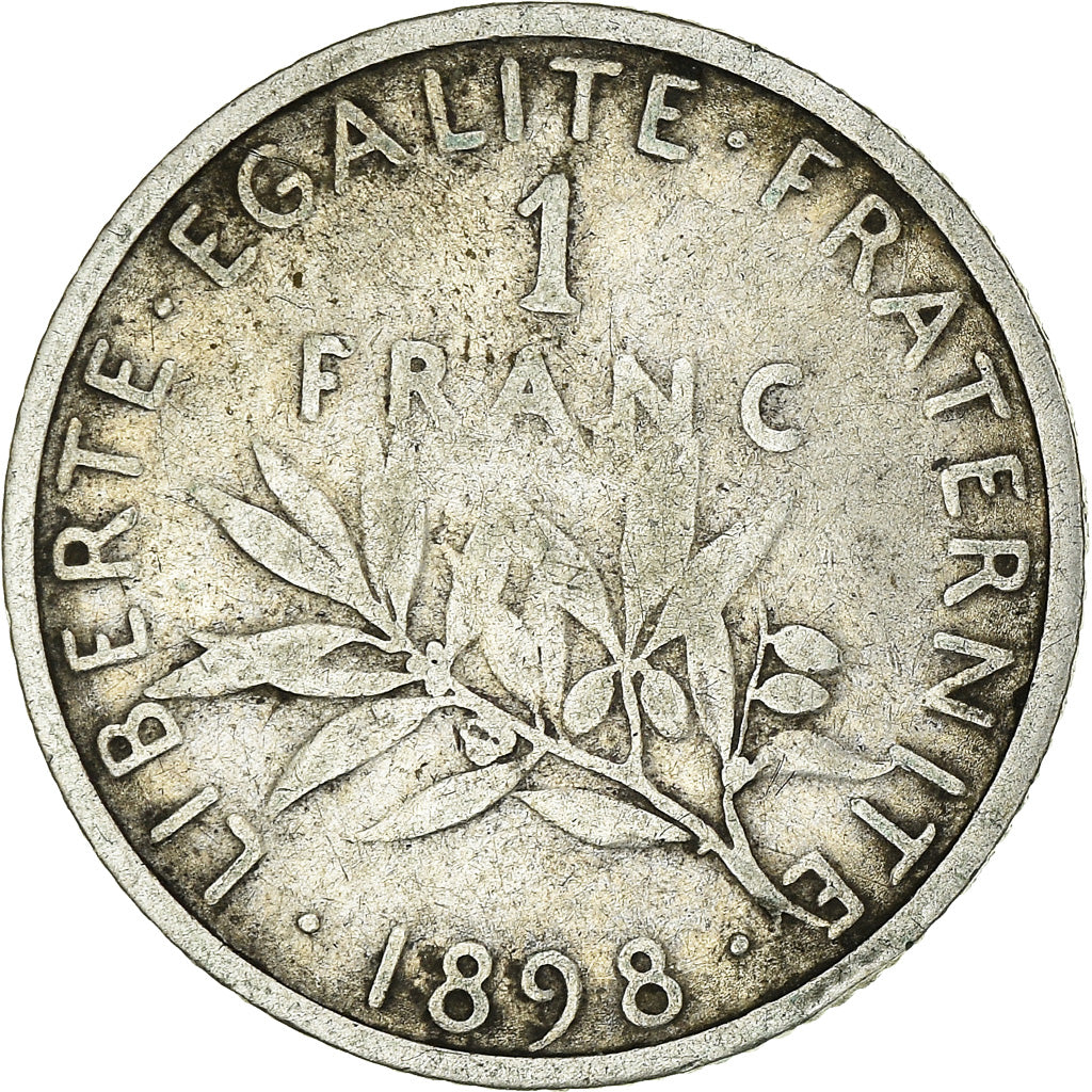 Coin, France, Semeuse, Franc, 1898, Paris, VF(20-25), Silver, KM:844.1