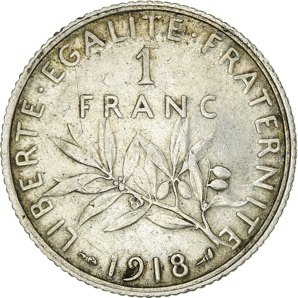 Coin, France, Semeuse, Franc, 1918, Paris, EF(40-45), Silver, KM:844.1