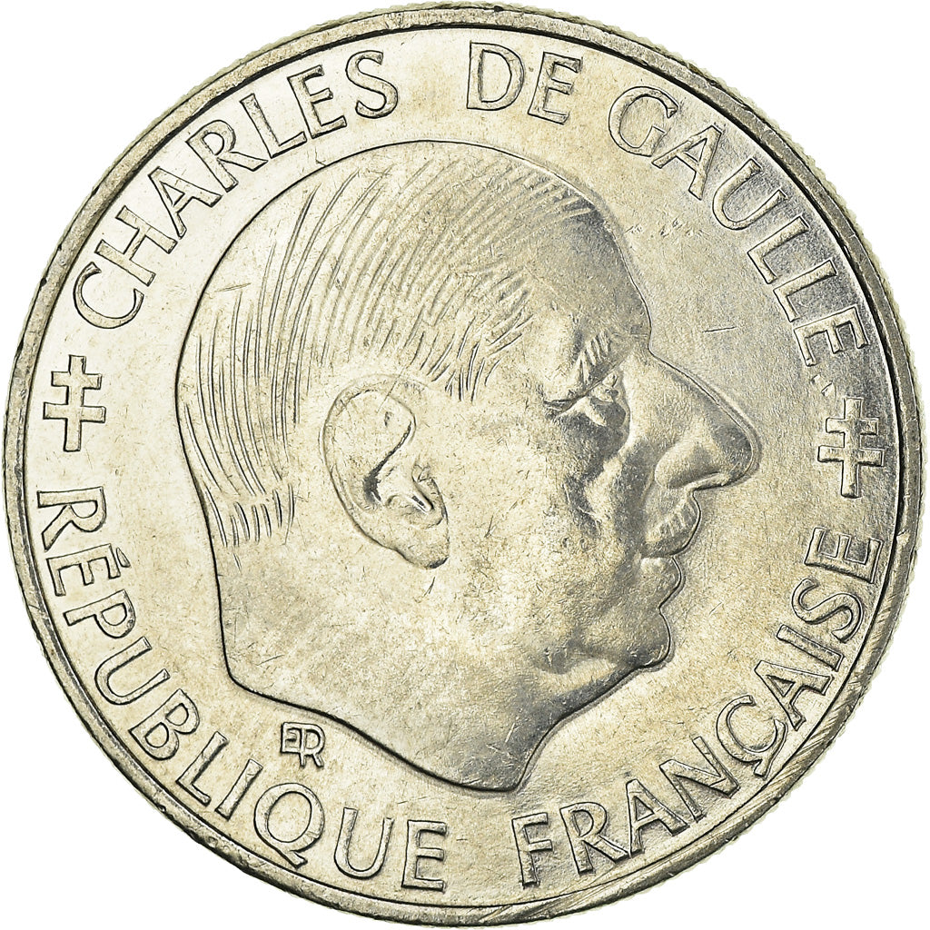 Coin, France, Charles de Gaulle, Franc, 1988, Paris, AU(55-58), Nickel, KM:963