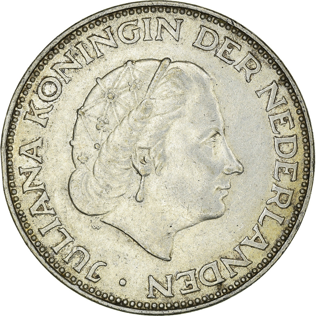 Coin, Netherlands, Juliana, 2-1/2 Gulden, 1961, AU(50-53), Silver, KM:185
