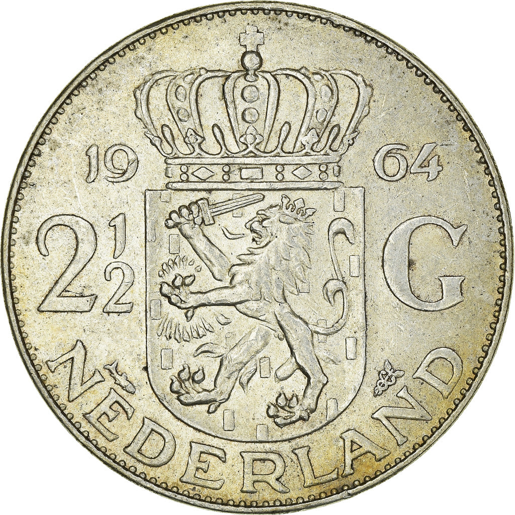 Monnaie, Pays-Bas, Juliana, 2-1/2 Gulden, 1964, TTB+, Argent, KM:185