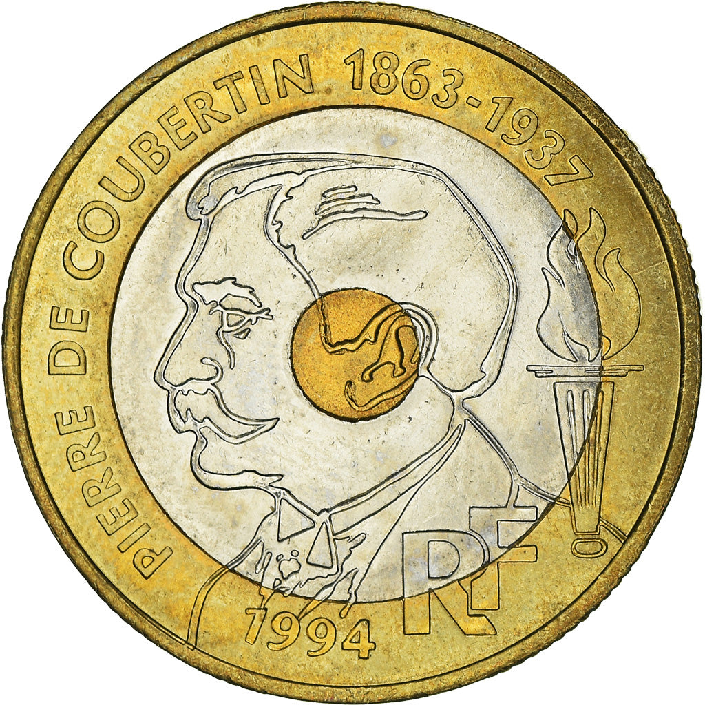 Monnaie, France, Pierre de Coubertin, 20 Francs, 1994, SUP, Tri-Metallic