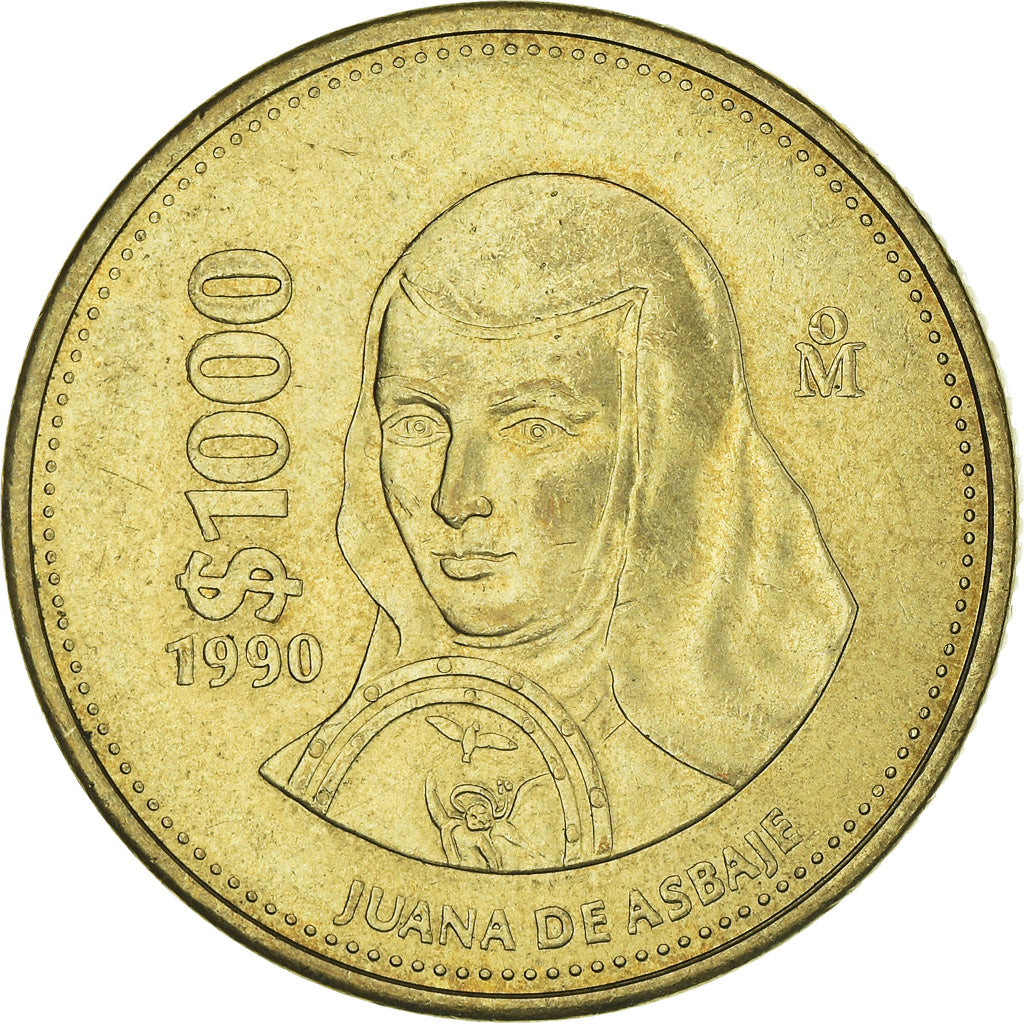 Coin, Mexico, 1000 Pesos, 1990, Mexico City, AU(50-53), Aluminum-Bronze, KM:536