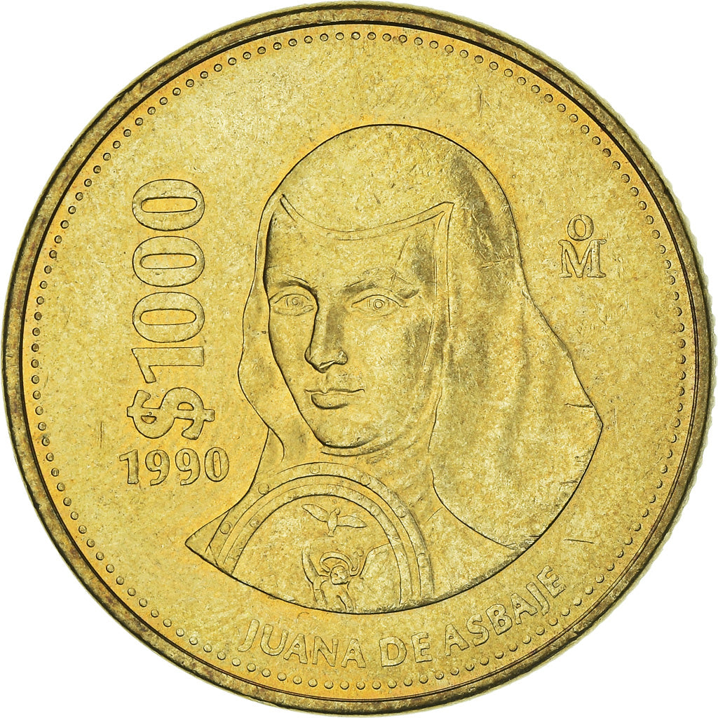 Coin, Mexico, 1000 Pesos, 1990, Mexico City, EF(40-45), Aluminum-Bronze, KM:536