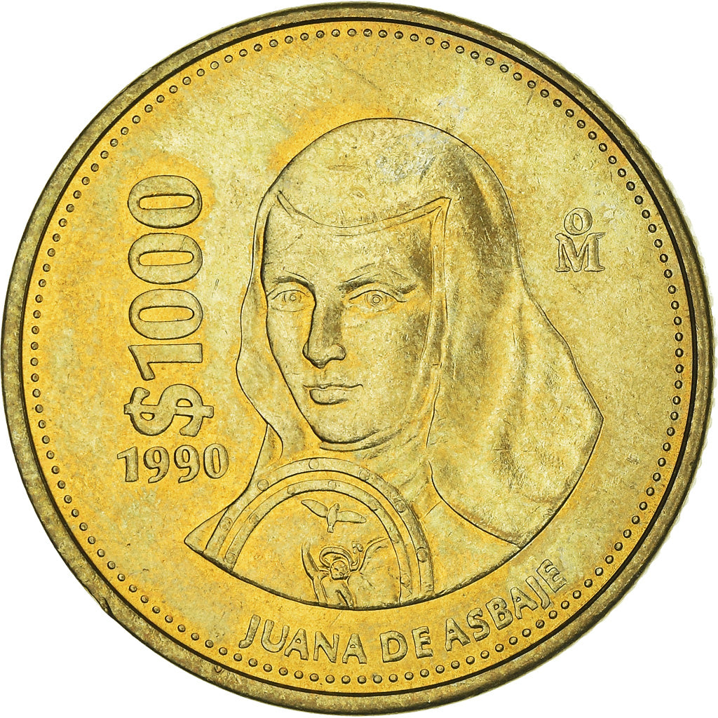 Coin, Mexico, 1000 Pesos, 1990, Mexico City, EF(40-45), Aluminum-Bronze, KM:536