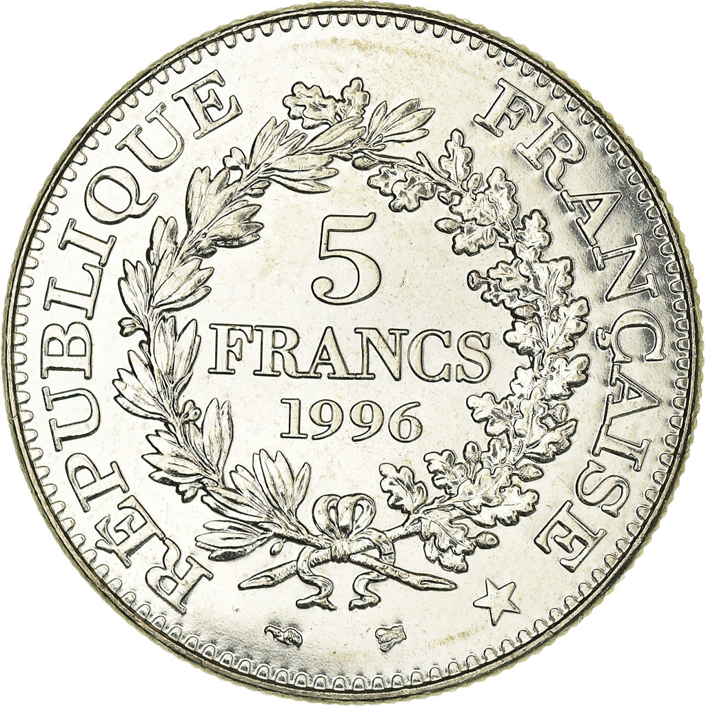 Coin, France, Hercule, 5 Francs, 1996, Paris, AU(55-58), Nickel, KM:1155