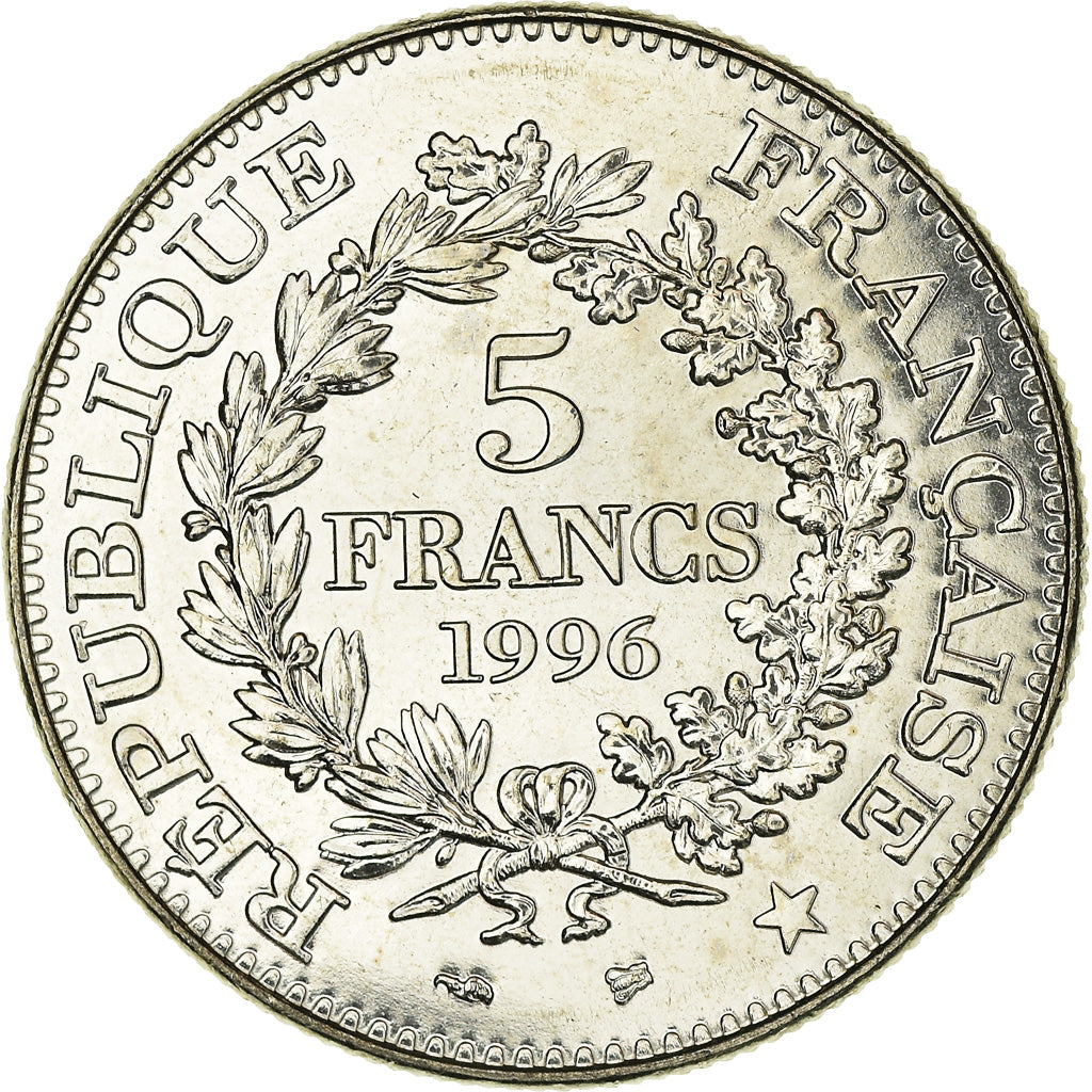 Coin, France, Hercule, 5 Francs, 1996, Paris, AU(55-58), Nickel, KM:1155
