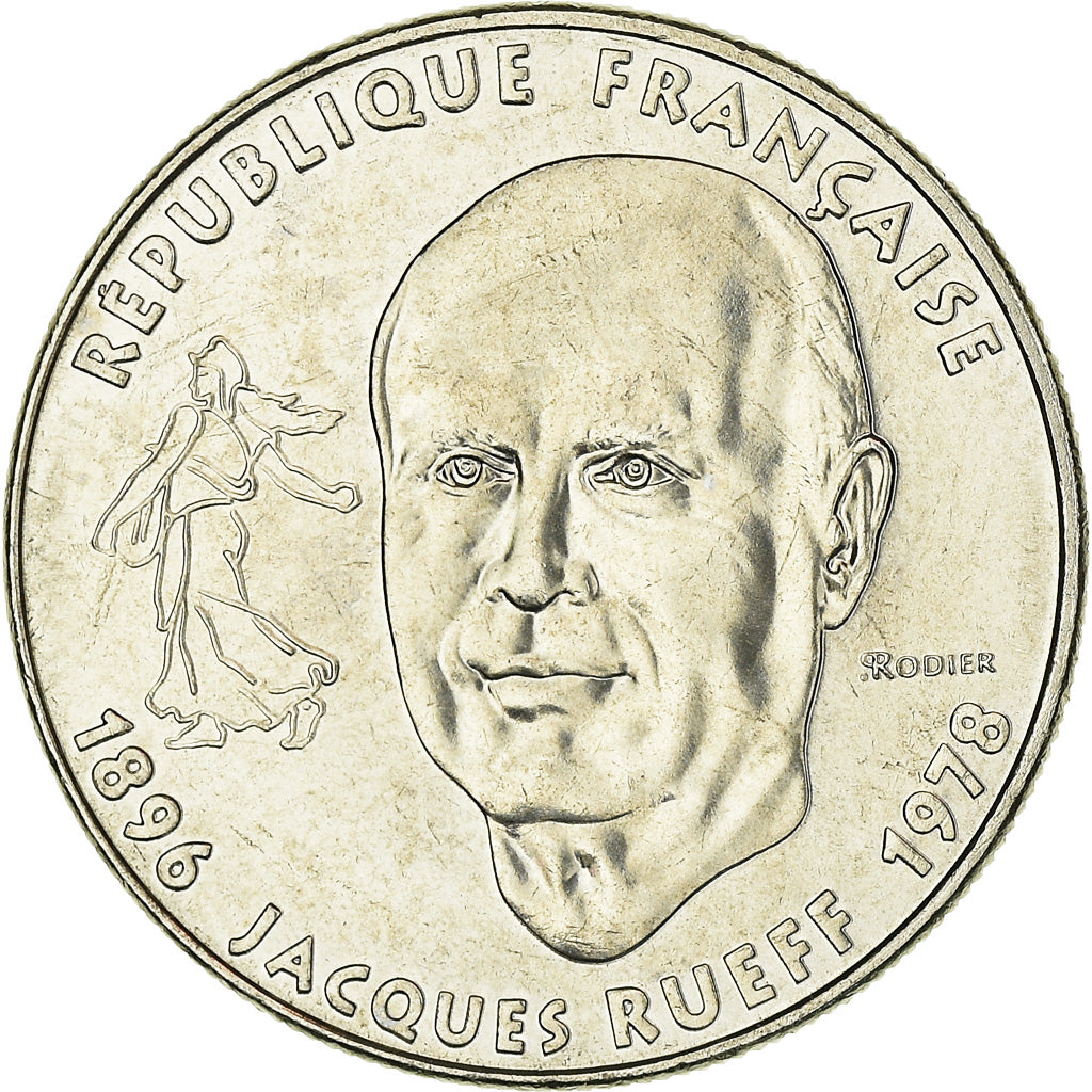 Coin, France, Jacques Rueff, Franc, 1996, MS(60-62), Nickel, KM:1160