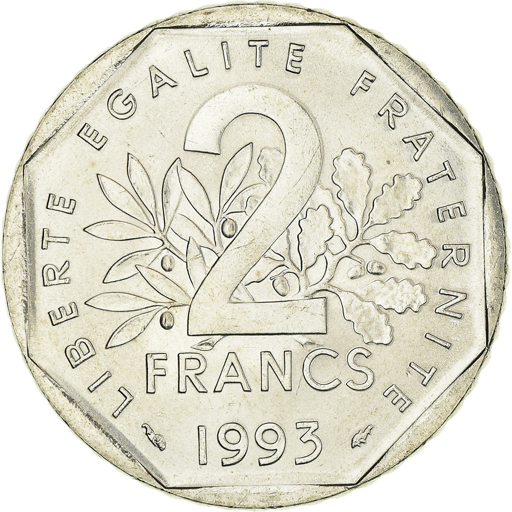 Coin, France, Jean Moulin, 2 Francs, 1993, MS(60-62), Nickel, KM:1062