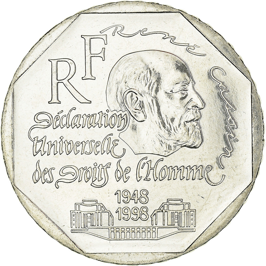 Moneta, Francia, René Cassin, 2 Francs, 1998, SPL-, Nichel, KM:1213