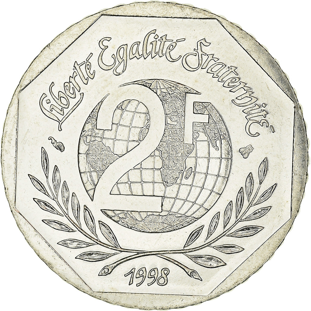 Moneta, Francia, René Cassin, 2 Francs, 1998, SPL-, Nichel, KM:1213