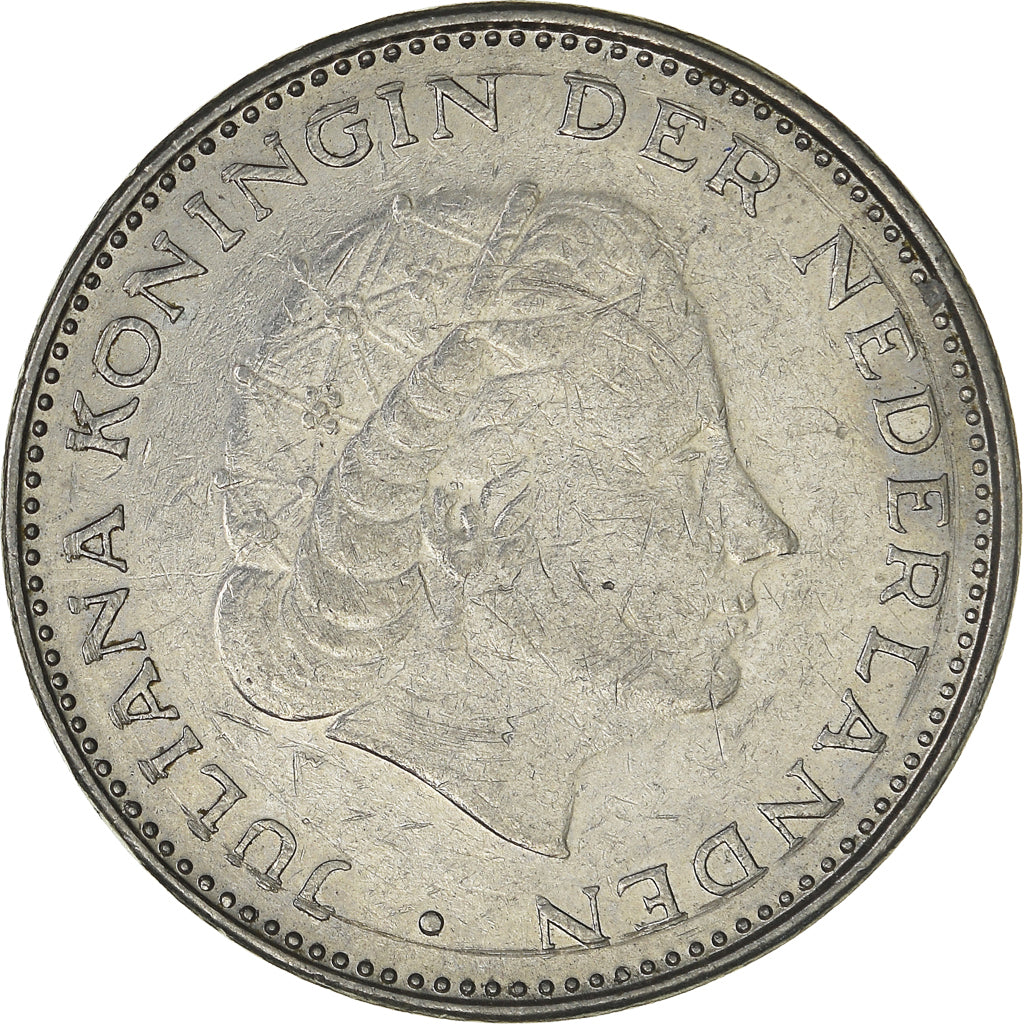 Coin, Netherlands, Juliana, 2-1/2 Gulden, 1972, VF(30-35), Nickel, KM:191