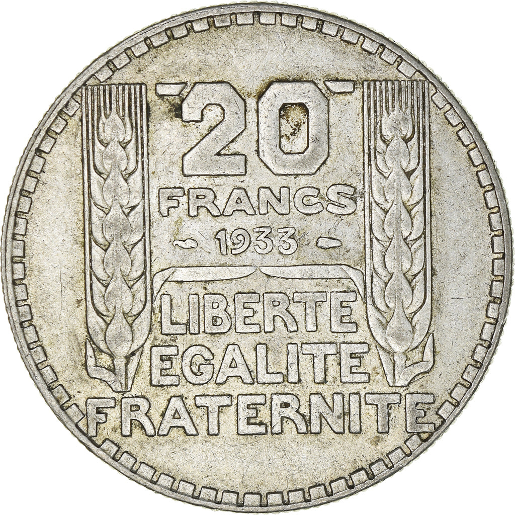 Moeda, França, Turin, 20 Francs, 1933, Paris, EF(40-45), Prata, KM:879