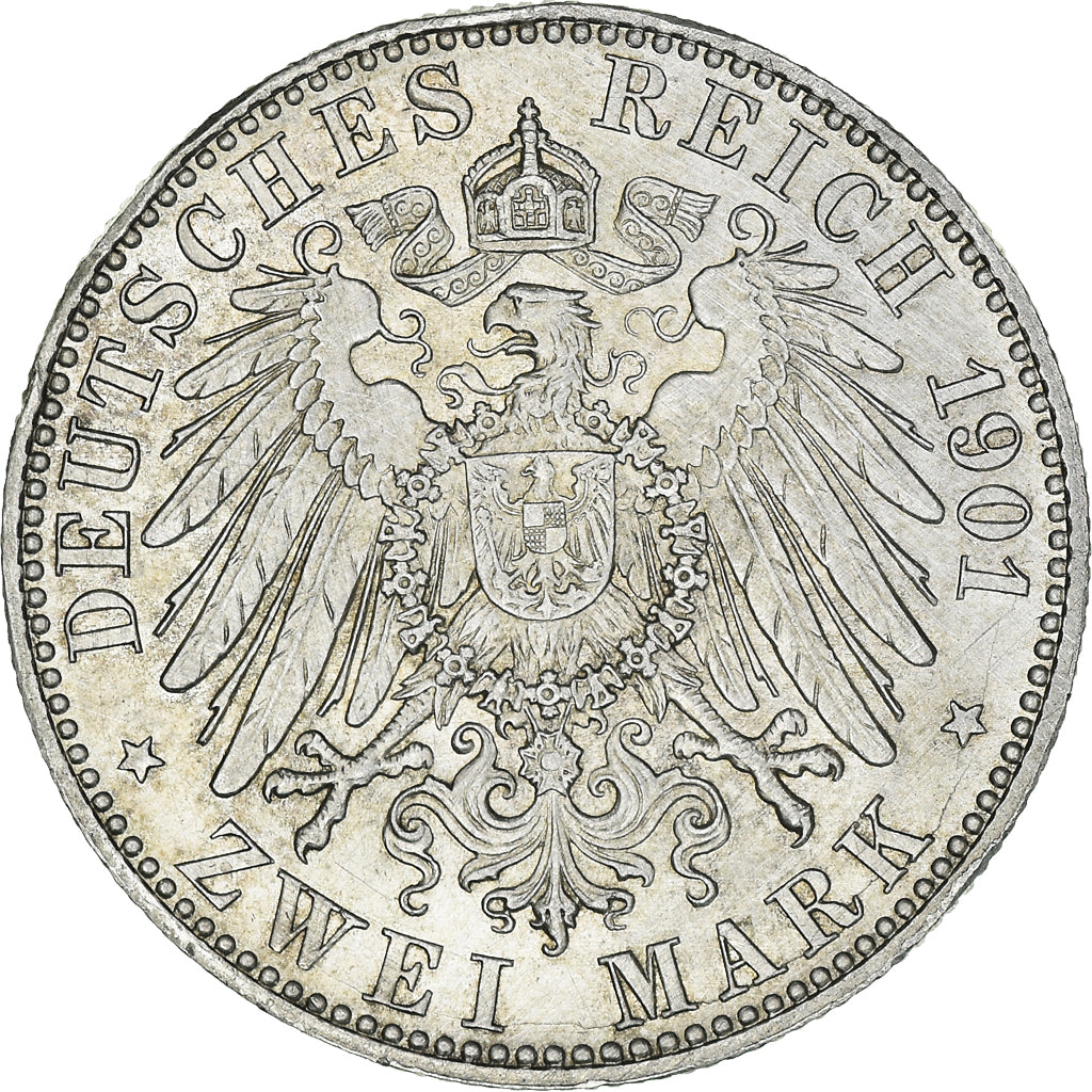 Coin, German States, PRUSSIA, Wilhelm II, 2 Mark, 1901, Berlin, Cleaned