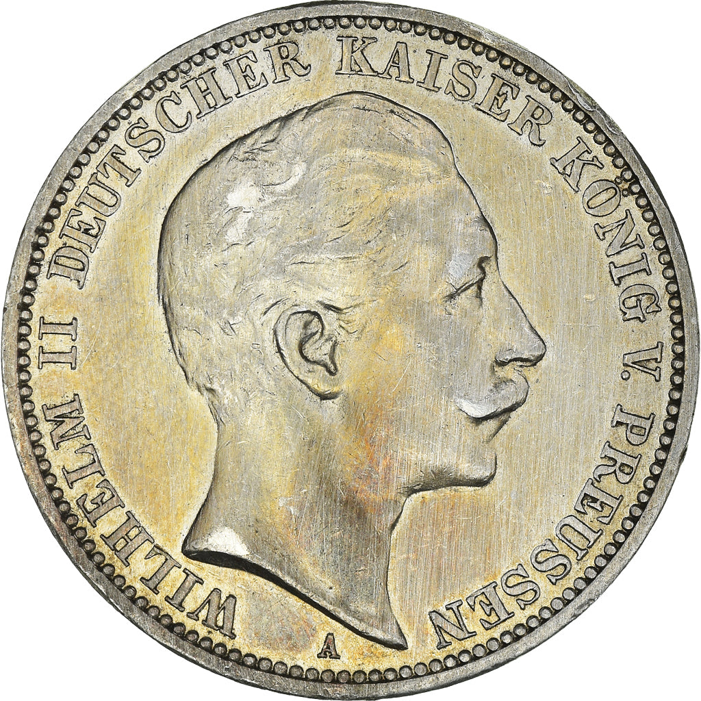 Coin, German States, PRUSSIA, Wilhelm II, 3 Mark, 1909, Berlin, Cleaned