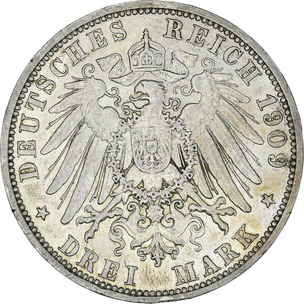 Coin, German States, PRUSSIA, Wilhelm II, 3 Mark, 1909, Berlin, Cleaned