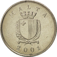 Coin, Malta, 25 Cents, 2001, MS(65-70), Copper-nickel, KM:97