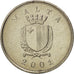 Coin, Malta, 25 Cents, 2001, MS(65-70), Copper-nickel, KM:97
