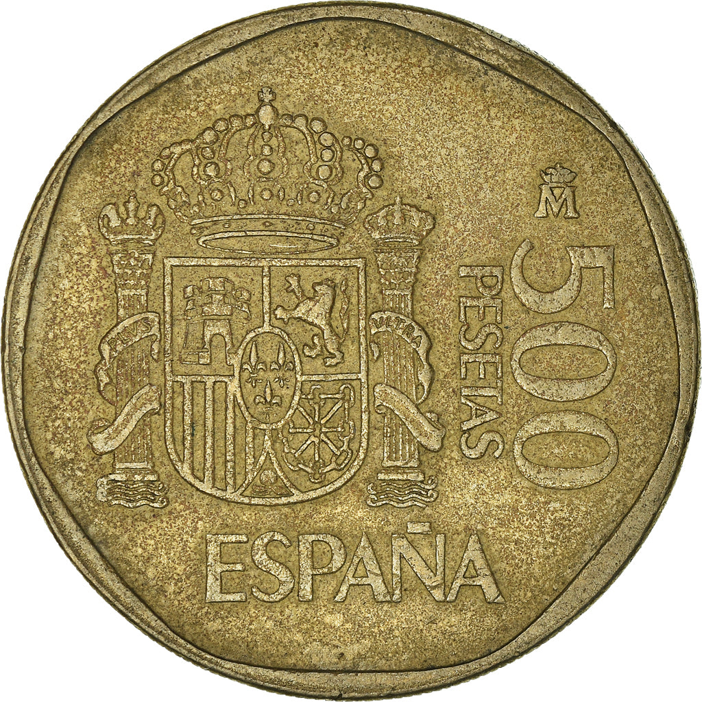Moneda, España, Juan Carlos I, 500 Pesetas, 1988, BC+, Aluminio - bronce