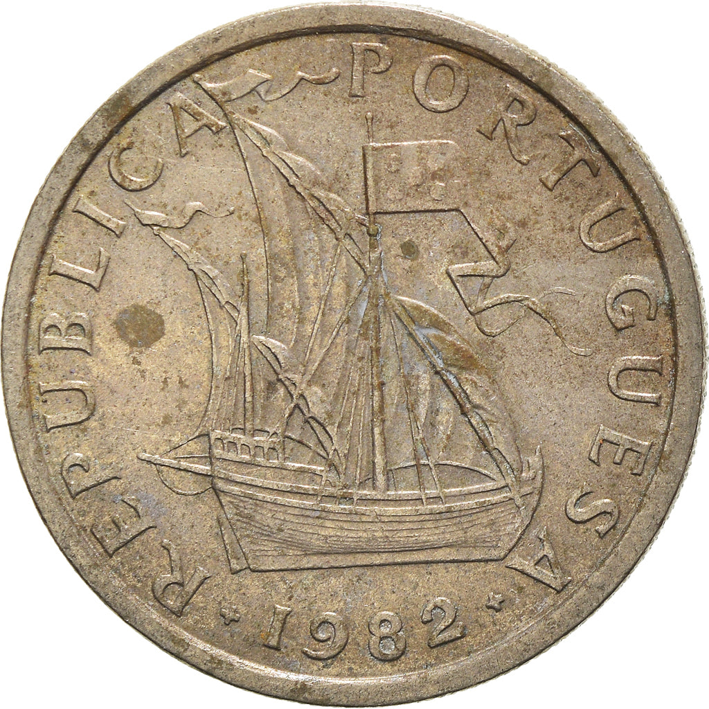 Coin, Portugal, 5 Escudos, 1982, EF(40-45), Copper-nickel, KM:591