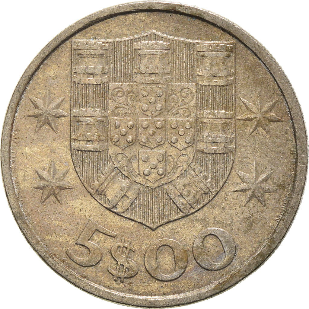 Coin, Portugal, 5 Escudos, 1982, EF(40-45), Copper-nickel, KM:591
