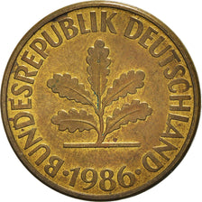 Coin, GERMANY - FEDERAL REPUBLIC, 10 Pfennig, 1986, Stuttgart, AU(50-53), Brass