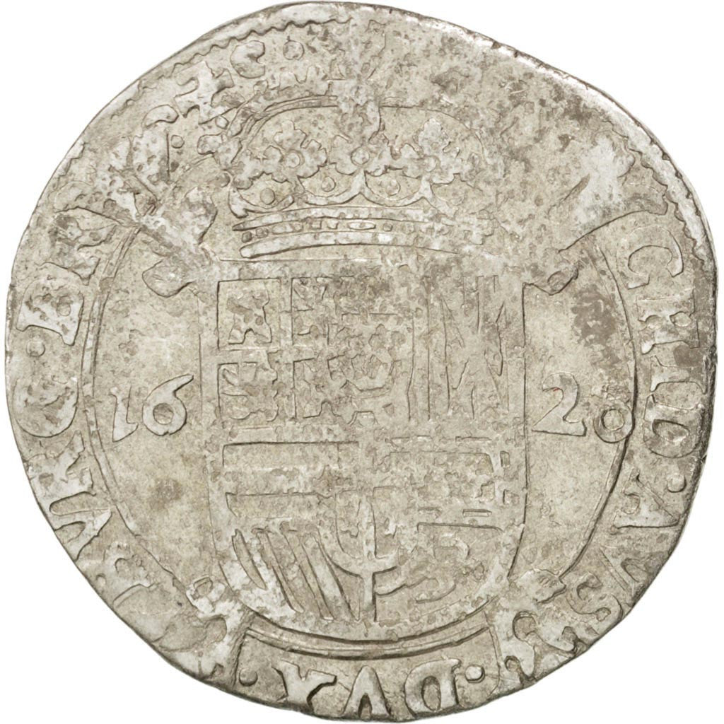 Coin, Spanish Netherlands, BRABANT, Escalin, 1628, Antwerp, VF(20-25), Silver