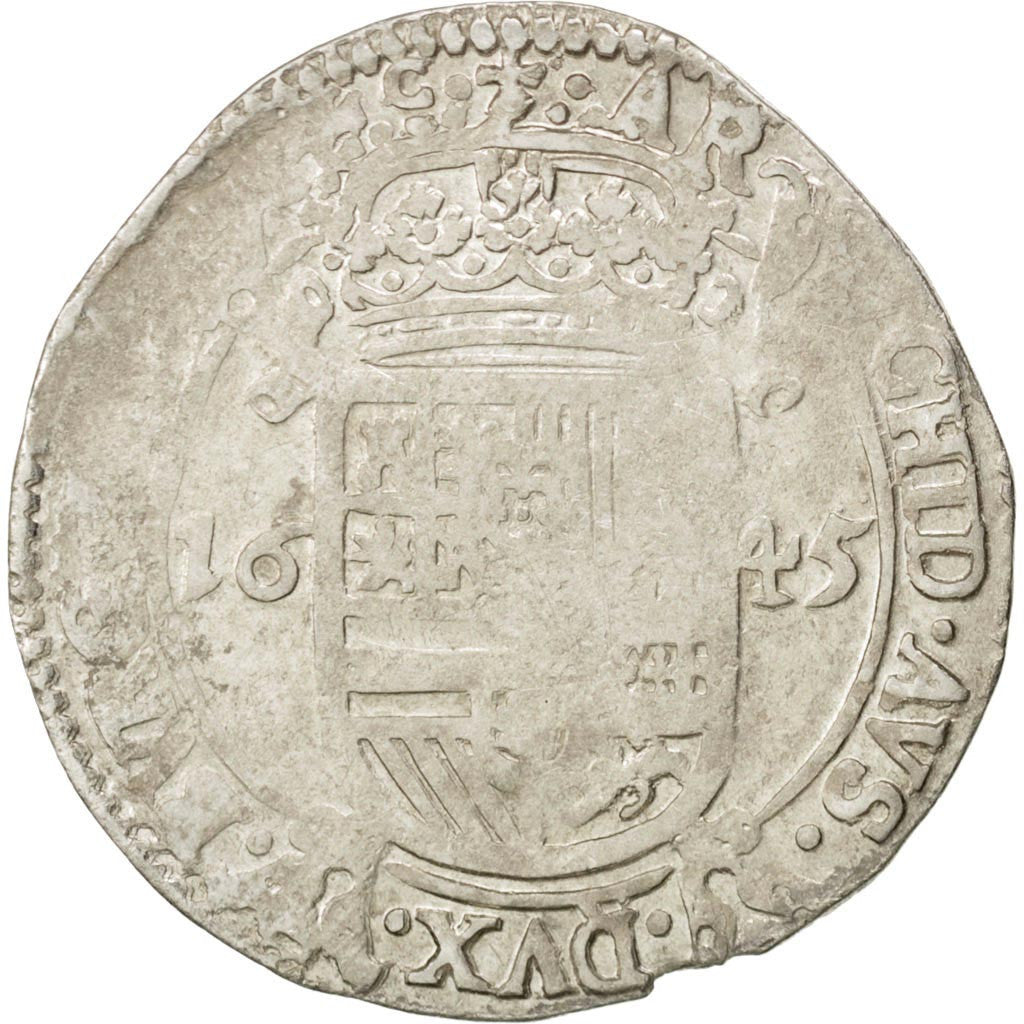 Coin, Spanish Netherlands, BRABANT, Escalin, 1645, Antwerp, VF(20-25), Silver
