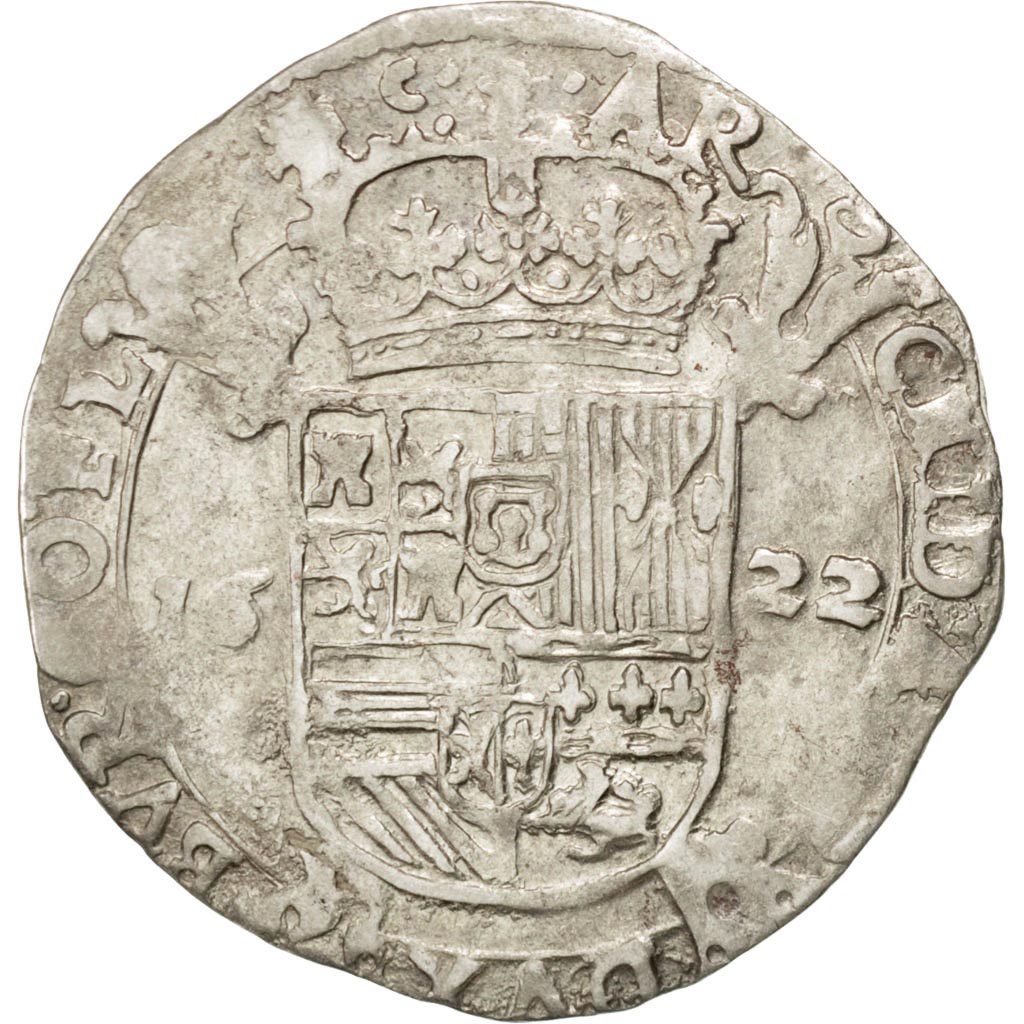 SPANISH NETHERLANDS, Escalin, 1622, Bruges, KM #31, EF(40-45), Silver, 4.98