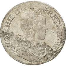 FRANCE, 1/4 Écu à la mèche longue, 1/4 ECU, 1653, Angers, KM #162.7, EF(40-45), 