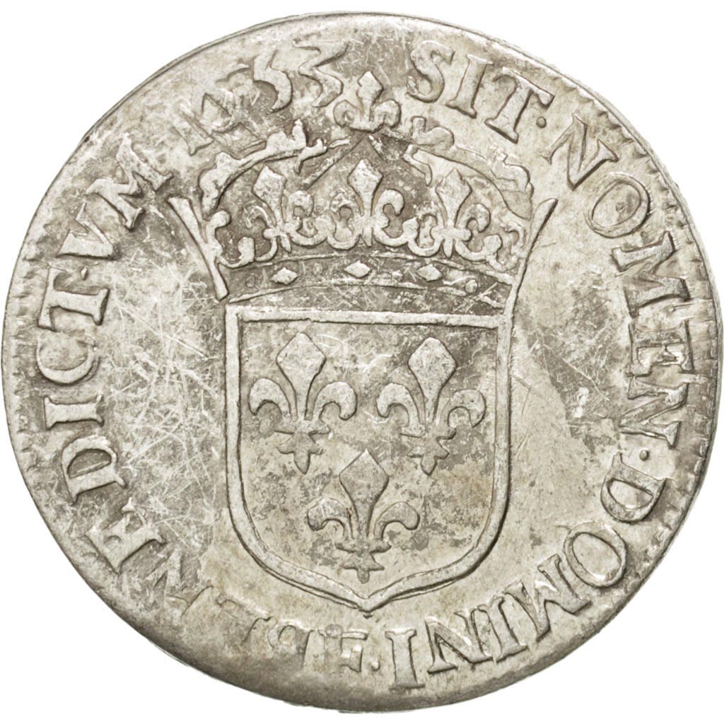 FRANCE, 1/4 Écu à la mèche longue, 1/4 ECU, 1653, Angers, KM #162.7, EF(40-45), 