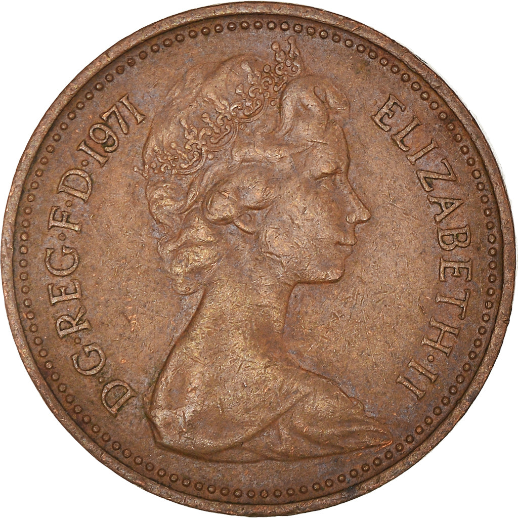 Coin, Great Britain, Elizabeth II, New Penny, 1971, EF(40-45), Bronze, KM:915