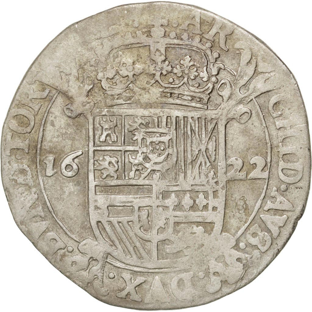 SPANISH NETHERLANDS, Escalin, 6 Sols, 1622, Tournai, KM #41, VF(30-35), Silver,.