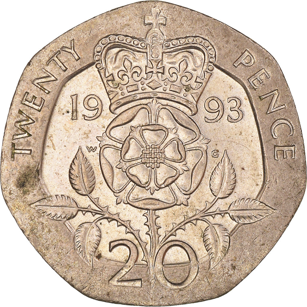 Coin, Great Britain, Elizabeth II, 20 Pence, 1993, AU(50-53), Copper-nickel