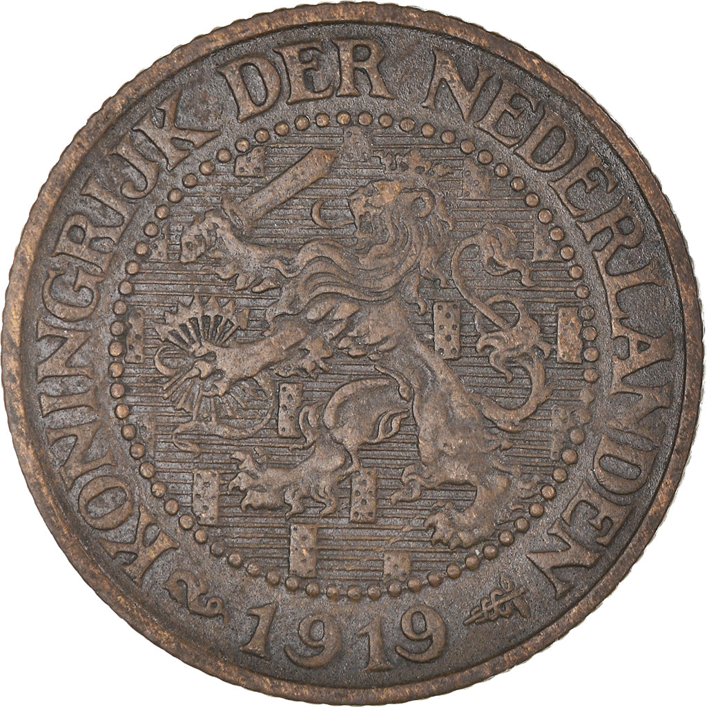Coin, Netherlands, Wilhelmina I, 2-1/2 Cent, 1919, EF(40-45), Bronze, KM:150
