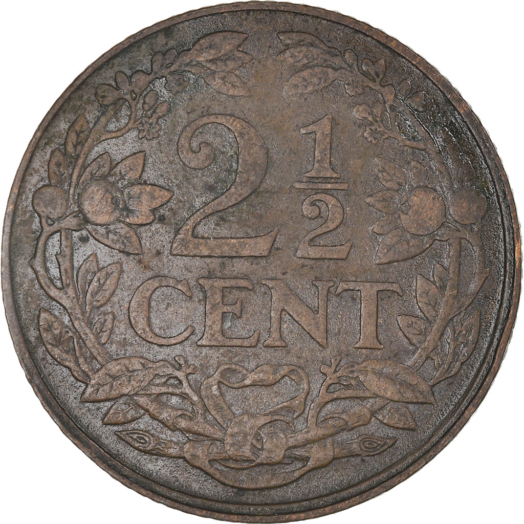 Coin, Netherlands, Wilhelmina I, 2-1/2 Cent, 1919, EF(40-45), Bronze, KM:150
