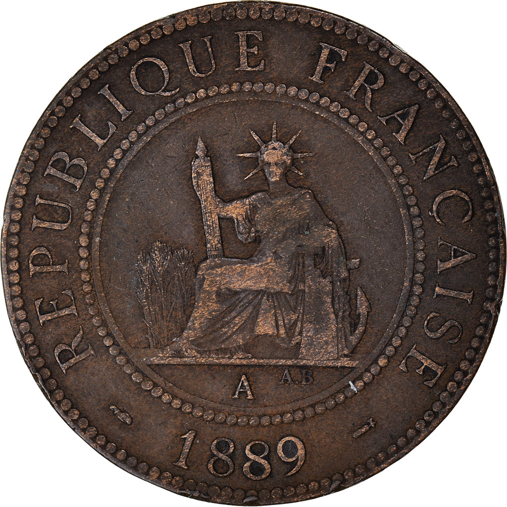 Coin, FRENCH INDO-CHINA, Cent, 1889, Paris, EF(40-45), Bronze, KM:1
