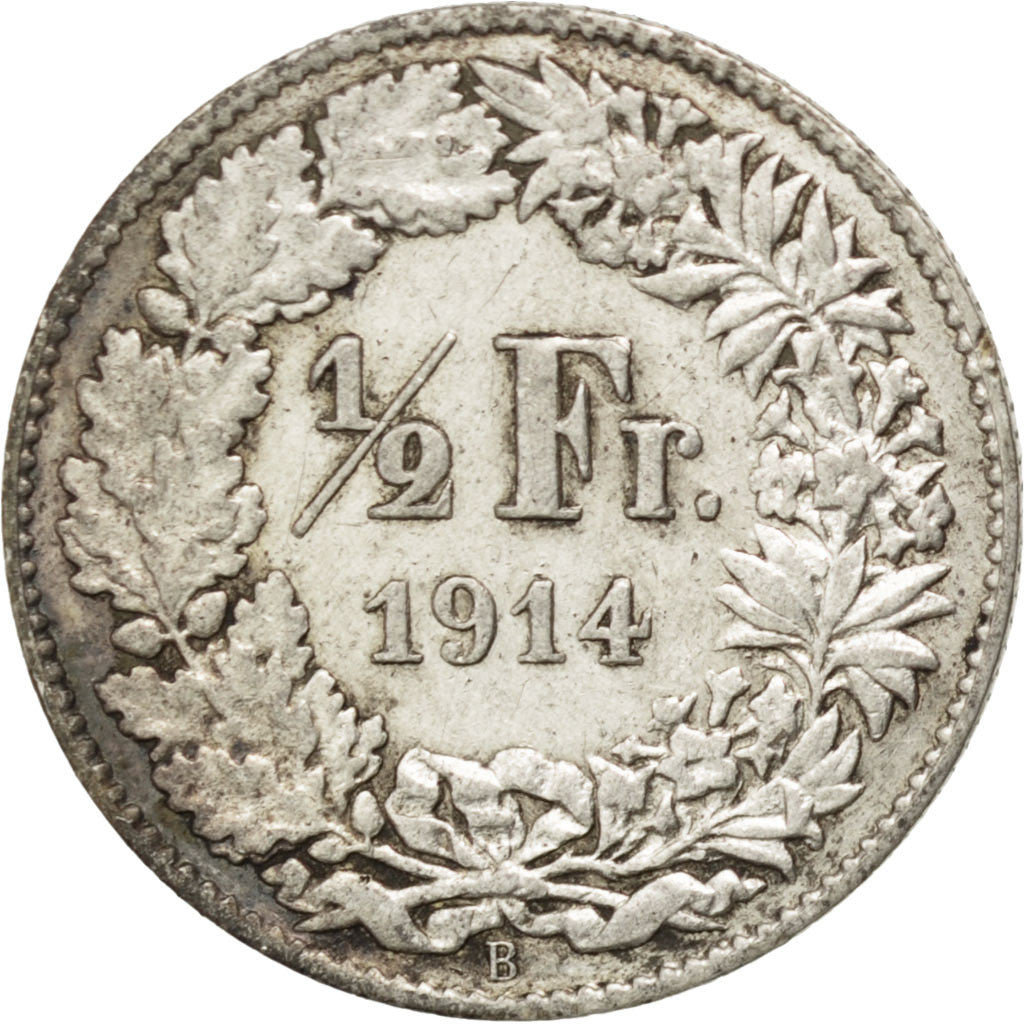 SWITZERLAND, 1/2 Franc, 1914, Bern, KM #23, EF(40-45), Silver, 18.2, 2.49