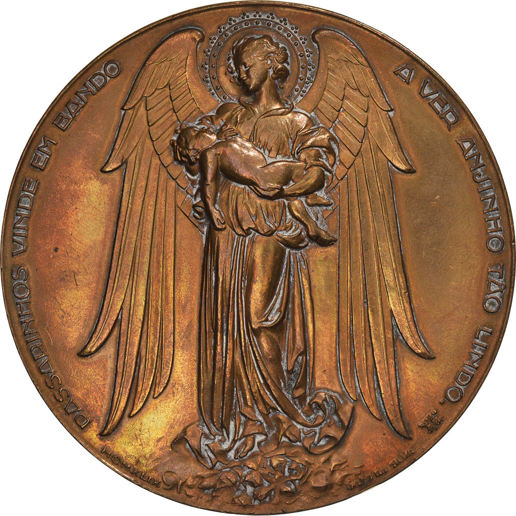 Portugal, Medal, L'Ange et l'Enfant, Religions & beliefs, 1949, Joao Da Silva