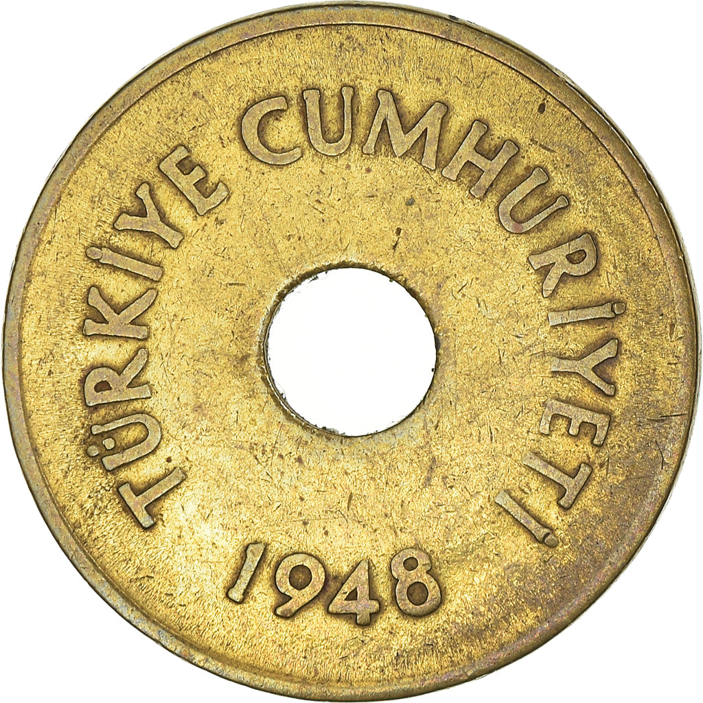 Coin, Turkey, 2-1/2 Kurus, 1948, VF(30-35), Brass, KM:885
