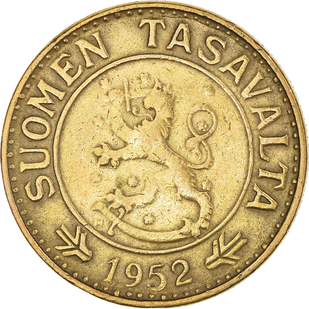 Coin, Finland, 10 Markkaa, 1952, EF(40-45), Aluminum-Bronze, KM:38