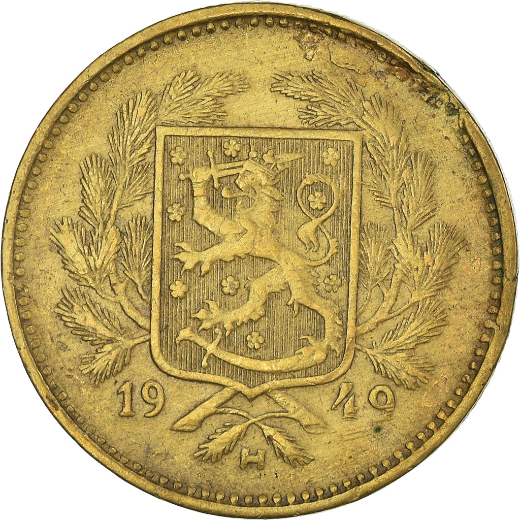 Coin, Finland, 5 Markkaa, 1949, EF(40-45), Brass, KM:31a