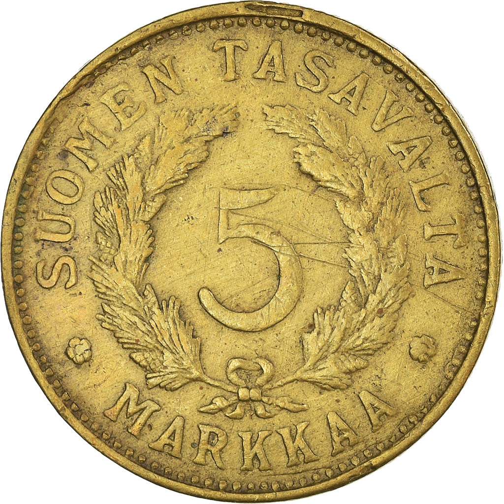 Coin, Finland, 5 Markkaa, 1949, EF(40-45), Brass, KM:31a