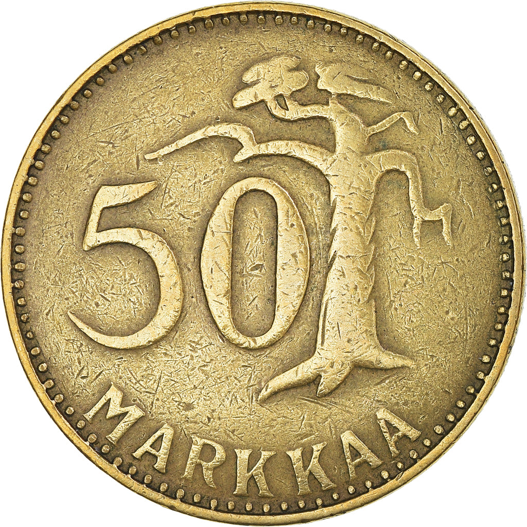 Moneta, Finlandia, 50 Markkaa, 1953, MB+, Alluminio-bronzo, KM:40