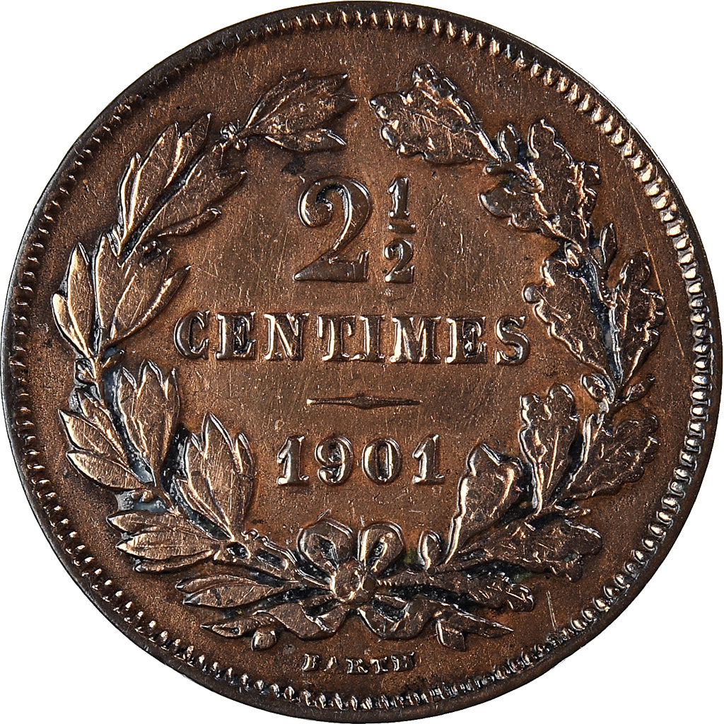 Coin, Luxembourg, William III, 2-1/2 Centimes, 1901, Utrecht, VF(30-35), Bronze