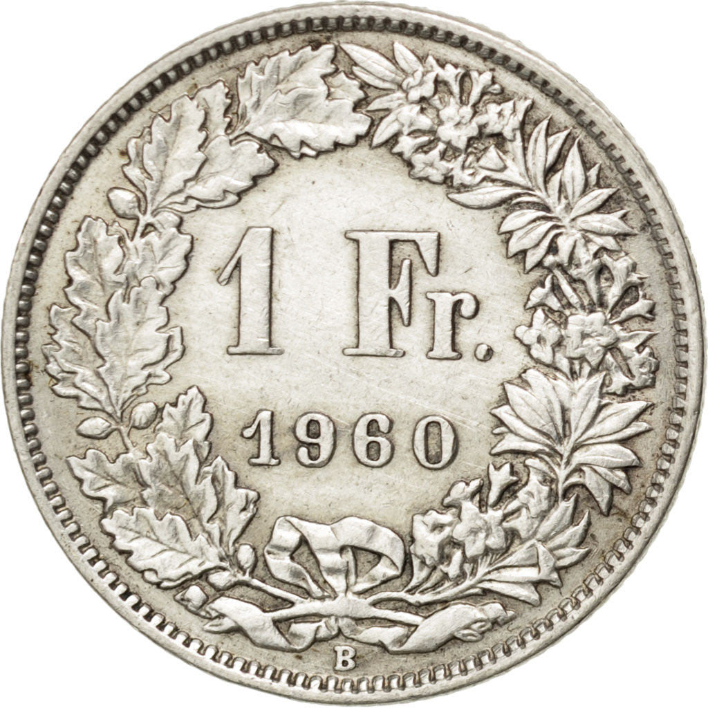 Coin, Switzerland, Franc, 1960, Bern, AU(50-53), Silver, KM:24