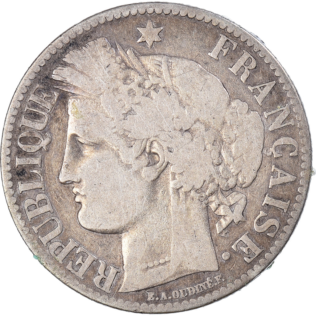 Coin, France, Cérès, 2 Francs, 1871, Paris, VF(20-25), Silver, KM:817.1